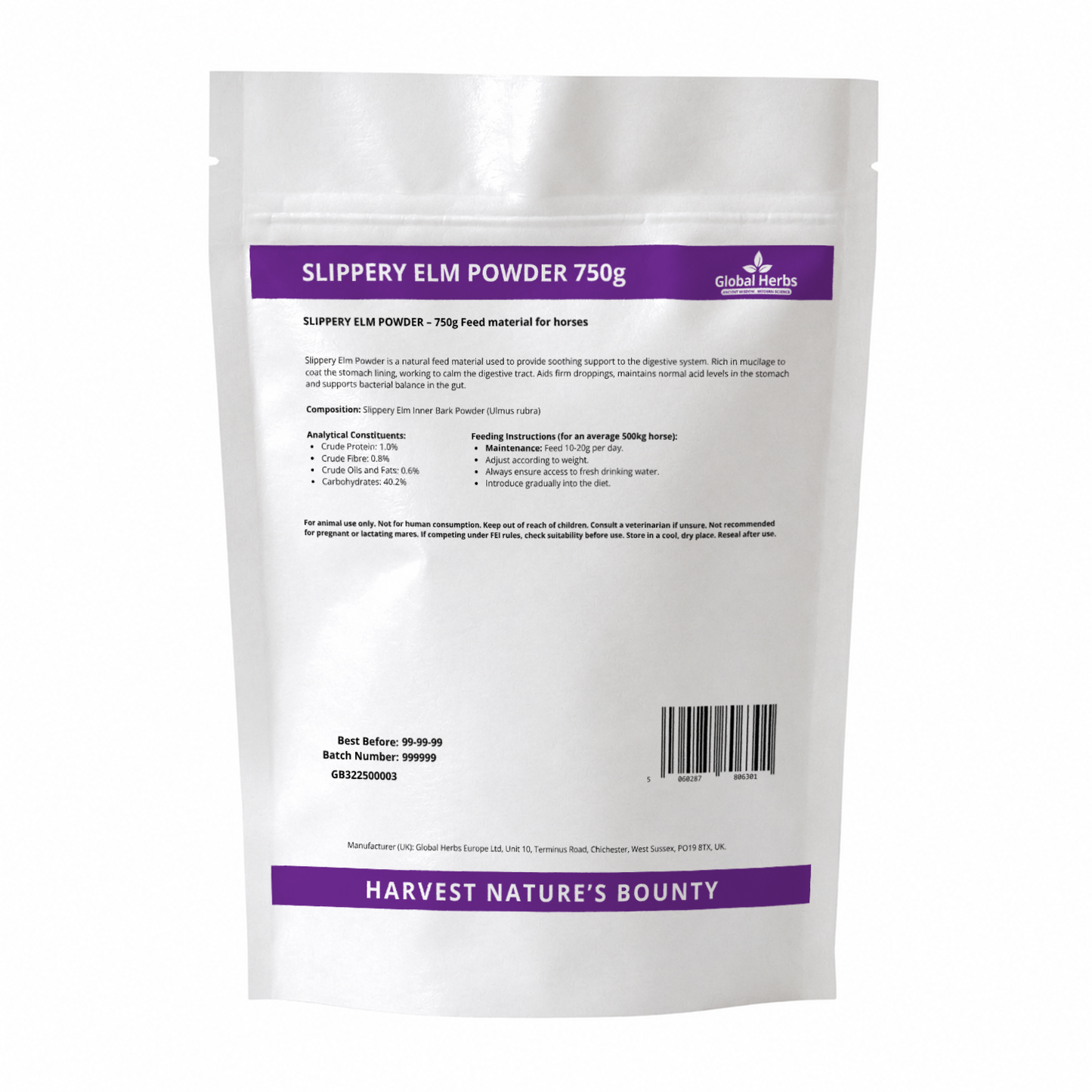 Slippery Elm Powder Refill Pouch 750g - Global Herbs